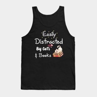 Easily Distracted By Cats And Books Bookworm Tank Top